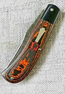 Sacred Bear/Tory Utt Custom Trapper, Norris Stainless Damascus.. Lava Flow Fat Carbon.G-10, 3,75"