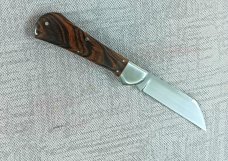 K'roo Custom Raven Knife,,3.75..Desert Ironwood...rwl34. Filework..red G10 spacers/liners..coa/slip