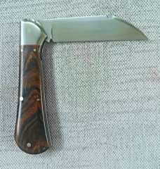 K'roo Custom Raven Knife,,3.75..Desert Ironwood...rwl34. Filework..red G10 spacers/liners..coa/slip