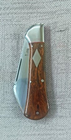 K'roo Custom Raven Knife,,3.75..Desert Ironwood...rwl34. Filework..red G10 spacers/liners..coa/slip