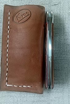 K'roo Custom Raven Knife,,3.75..Desert Ironwood...rwl34. Filework..red G10 spacers/liners..coa/slip