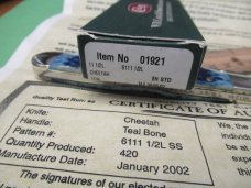 Case XX 2002 Quality Test Run Teal Bone Cheetah 1 of 420 Made Pattern # 6111 1/2L