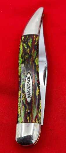  WINCHESTER 1036 1-Blade Texas Toothpick Folding Pocket Knife Christmas Tree Scales Mint Condition
