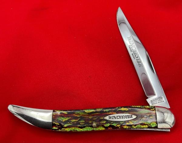 WINCHESTER 1036 1-Blade Texas Toothpick Folding Pocket Knife Christmas Tree Scales Mint Condition WINCHESTER 1036 1-Blade Texas Toothpick Folding Pocket Knife Christmas Tree Scales Mint Condition