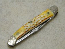 Case XX USA 1985 (Copperhead Set) Scrolled Bolsters Bone 62109X SS Baby Copperhead Knife