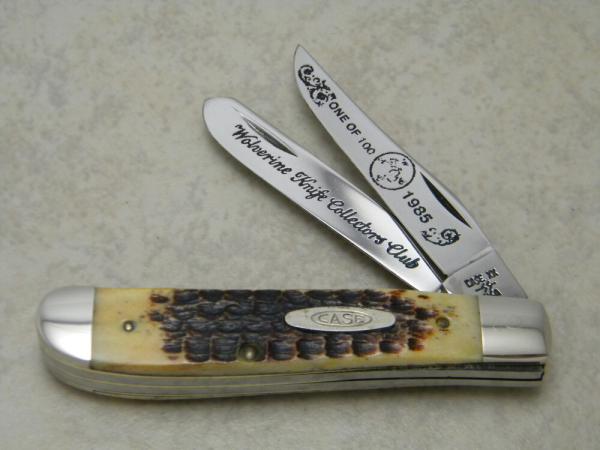 Case XX SS USA 1985 Wolverine KCC 1 Of 100 5207 2nd Cut Stag Mini Trapper Knife 