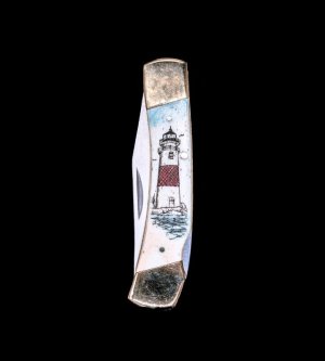 Lighthouse Scrimshaw Colored Design Scrimshaw Collection Large Pocket Knife