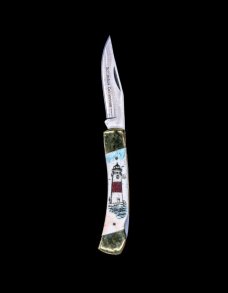 Lighthouse Scrimshaw Colored Design Scrimshaw Collection Large Pocket Knife