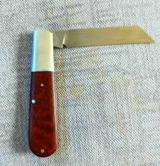 Johan du Plessis Camel Thorn Barlow..3.75".N690.Sheepsfoot long pull...steel bolsters.coa/pouch 