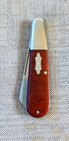 Johan du Plessis Camel Thorn Barlow..3.75".N690.Sheepsfoot long pull...steel bolsters.coa/pouch 
