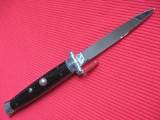 Vintage Italian Horn Trap Door OTF Switchblade Knife - Black & White