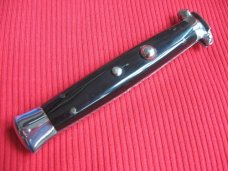 Vintage Italian Horn Trap Door OTF Switchblade Knife - Black & White