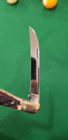 5 1/8" Double Bird's Head Bolsters Half Congress  with Premium Stag Handles and filework