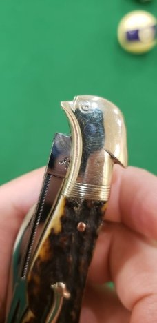 5 1/8" Double Bird's Head Bolsters Half Congress  with Premium Stag Handles and filework
