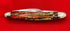 Fight’n Rooster Junior Premium Small Stockman Pocket Knife Antique Christmas Tree Scales MINT 