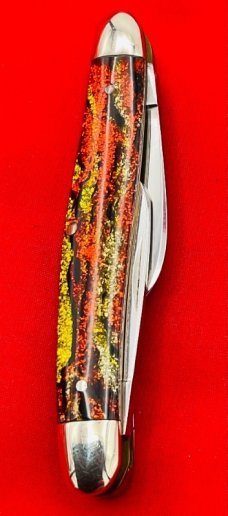 Fight’n Rooster Junior Premium Small Stockman Pocket Knife Antique Christmas Tree Scales MINT 