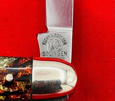 Fight’n Rooster Junior Premium Small Stockman Pocket Knife Antique Christmas Tree Scales MINT 