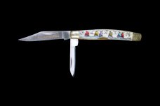 Scrimshaw Sailboat Regatta Colored Design Scrimshaw Collection Medium Dual Blade Pocket Knife
