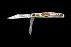 Scrimshaw Bear Colored Design Scrimshaw Collection Medium Dual Blade Pocket Knife
