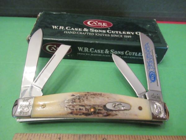Case XX 2006 Scrolled Bolsters Stag Handle Blue Scroll Congress Pattern # 54052 SS Case XX 2006 Scrolled Bolsters Stag Handle Blue Scroll Congress Pattern # 54052 SS
