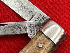 Vintage NEW YORK KNIFE CO #2079 Wharncliffe Peanut Jack Pocket Knife c1882-1931 Persian Shell Covers