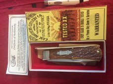 CASE BROTHERS BRADFORD PA 19USA92 TESTED XX 6223  BONE HANDLES WITH FLUTED BOLSTER PLUS COA & BOX