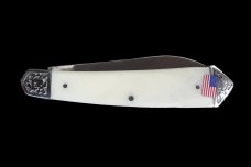 Scrimshaw Vertical Tall Ship Colored Design Scrimshaw Collection Large Dual Blade Pocket Knife