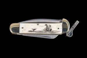 Scrimshaw Ship and Whale Design Scrimshaw Collection Marlin Spike with Folding Knife