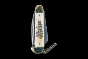 Scrimshaw Tall Ship Vertical Design Scrimshaw Collection Marlin Spike with Folding Knife