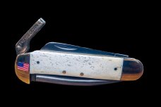 Scrimshaw Ship and Whale Colored Design Scrimshaw Collection Marlin Spike with Folding Knife
