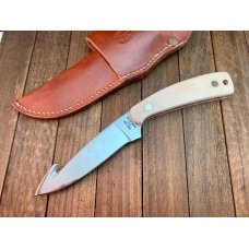 Moore Maker Fixed Blade with Gut Hook Smooth White Bone Handles 2013