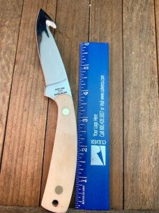 Moore Maker Fixed Blade with Gut Hook Smooth White Bone Handles 2013