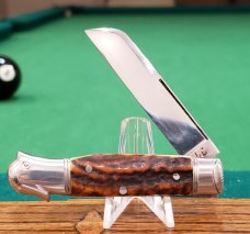 3 7/8" Custom Made Bird's Head Bolster Knife, Nice Stag