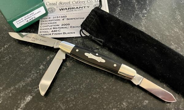 Canal Street Cutlery AAPK 2009 Forum Knife, Stockman, Ebony Wood Handle, New Canal Street Cutlery AAPK 2009 Forum Knife, Stockman, Ebony Wood Handle, New