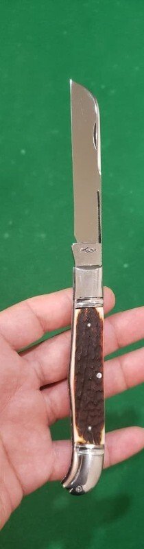 4 1/2"  Custom Made Bird's Head Bolster Knife, Premium Stag Handle