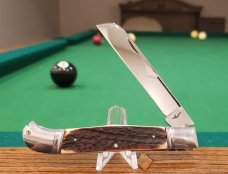 4 1/2"  Custom Made Bird's Head Bolster Knife, Premium Stag Handle