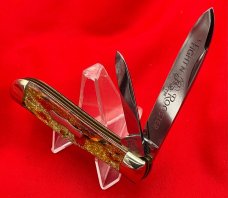  FIGHT’N ROOSTER Dogleg Swell Center Jack Pocket Knife Antique Christmas Tree