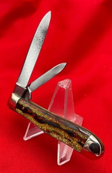  FIGHT’N ROOSTER Dogleg Swell Center Jack Pocket Knife Antique Christmas Tree