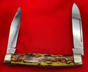 FIGHT'N ROOSTER 2-Blade “TEXAS JACK” or Moose Folding Pocket Knife Christmas Tree Scales 1st Gen