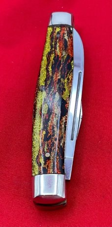 FIGHT'N ROOSTER 2-Blade “TEXAS JACK” or Moose Folding Pocket Knife Christmas Tree Scales 1st Gen