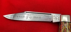 FIGHT'N ROOSTER 2-Blade “TEXAS JACK” or Moose Folding Pocket Knife Christmas Tree Scales 1st Gen