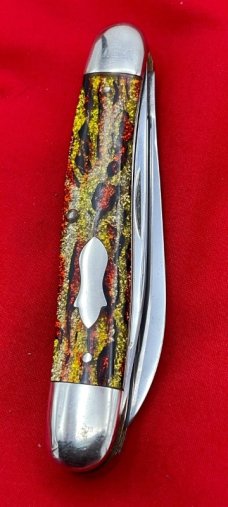 FIGHT'N ROOSTER 2-Blade Hawbaker Muskrat Jack Pocket Knife Christmas Tree Scales 2n Gen NM 1982-94