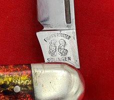 FIGHT'N ROOSTER 2-Blade Hawbaker Muskrat Jack Pocket Knife Christmas Tree Scales 2n Gen NM 1982-94