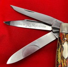 FIGHT’N ROOSTER 3-Blade 3-Backspring Serpentine Jack Pocket Knife Christmas Tree Scales Gen2 1982-94