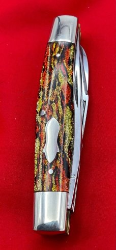 FIGHT’N ROOSTER 3-Blade 3-Backspring Serpentine Jack Pocket Knife Christmas Tree Scales Gen2 1982-94