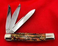 FIGHT’N ROOSTER 3-Blade 3-Backspring Serpentine Jack Pocket Knife Christmas Tree Scales Gen2 1982-94