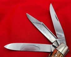 FIGHT’N ROOSTER 3-Blade 3-Backspring Serpentine Jack Pocket Knife Christmas Tree Scales Gen2 1982-94