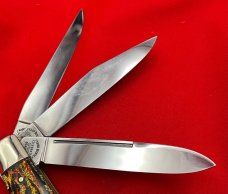 FIGHT’N ROOSTER 3-Blade 3-Backspring Serpentine Jack Pocket Knife Christmas Tree Scales Gen2 1982-94