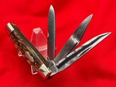 FIGHT’N ROOSTER 3-Blade 3-Backspring Serpentine Jack Pocket Knife Christmas Tree Scales Gen2 1982-94