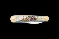 Etched Octopus and Ship Colored Design Scrimshaw Collection Letter Opener Knife